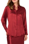 Vince Camuto Women's Long-sleeve Satin Button-front Top In Fired Brick