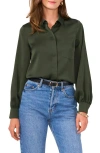 Vince Camuto Women's Long-sleeve Satin Button-front Top In Military Green