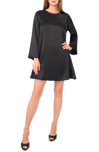 Vince Camuto Long Sleeve Satin Minidress In Black
