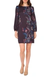 Vince Camuto Long Sleeve Satin Shift Dress In Blue