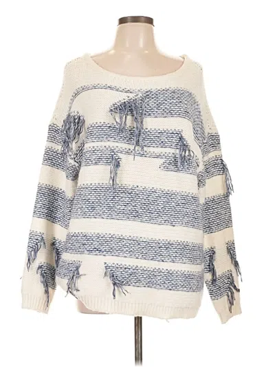 Pre-owned Vince Camuto Long Sleeve Top Ivory Boatneck Tops