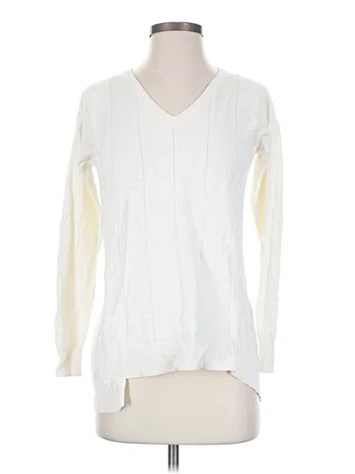 Pre-owned Vince Camuto Long Sleeve Top Ivory V-neck Tops