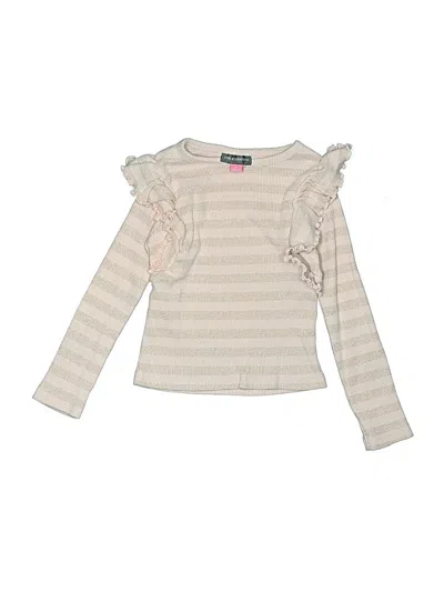 Pre-owned Vince Camuto Kids' Long Sleeve Top Tan Ruffles Neckline Tops