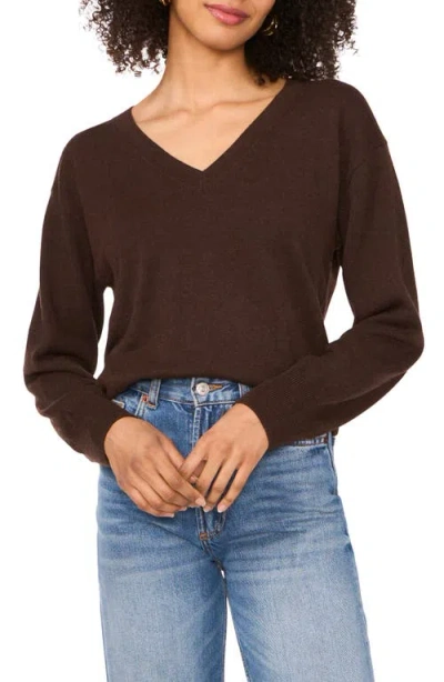 Vince Camuto Long Sleeve V-neck Sweater In Brown