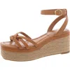 Vince Camuto Loressa Womens Leather Square Toe Wedge Sandals In Multi