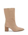 Vince Camuto Lorrys Whipstitch Block Heel Boot In Brown