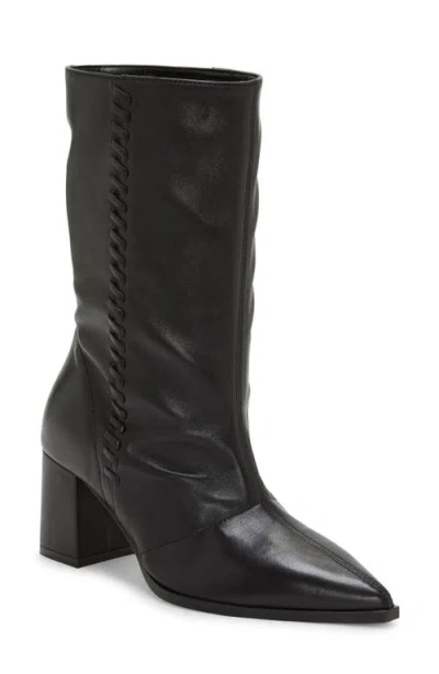 Vince Camuto Lorrys Whipstitch Block Heel Boot In Black