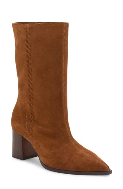 Vince Camuto Lorrys Whipstitch Block Heel Boot In Brown