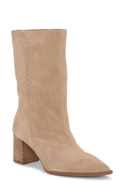 Vince Camuto Lorrys Whipstitch Block Heel Boot In Brown