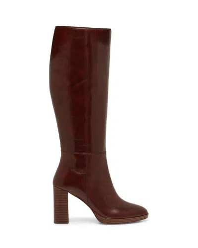 Vince Camuto Lucina Wide Calf Knee High Boot In Rich Mahogany Leather