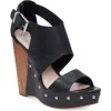 Vince Camuto Matta Womens Adjustable Leather Wedge Sandals In Black