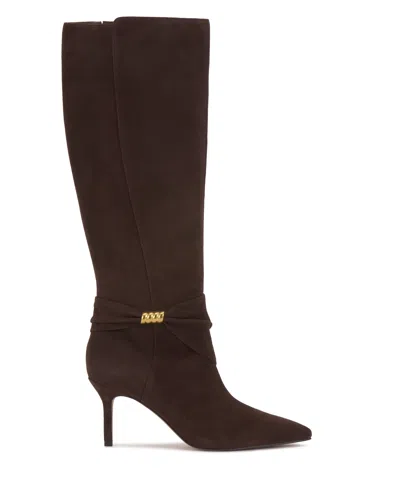Vince Camuto Meezo Narrow Calf Knee High Boot In Brownie Suede