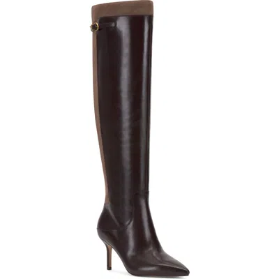 Vince Camuto Meleis Croc Embossed Knee High Boot In Brown