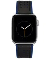 Vince Camuto Men's Black And Blue Premium Leather Band With Perforated Design Compatible With 42/44/45/ultra/ultr In Black-blue