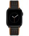 Vince Camuto Men's Black And Brown Premium Leather Band With Perforated Design Compatible With 42/44/45/ultra/ult In Black-creme