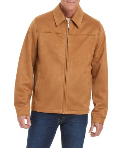 Vince Camuto Men's Faux Suede Shirt Collar Hipster Jacket In Brown