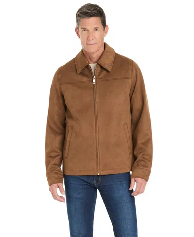 Vince Camuto Men's Faux Suede Shirt Collar Hipster Jacket In Brown