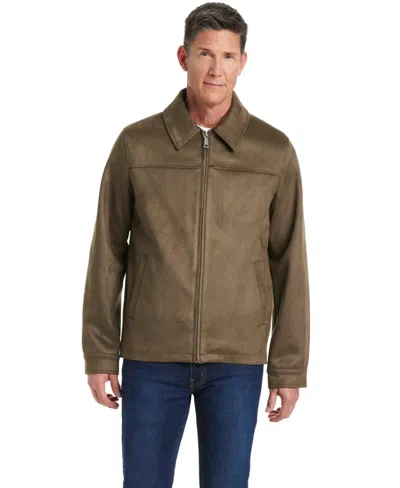 Vince Camuto Men's Faux Suede Shirt Collar Hipster Jacket In Brown