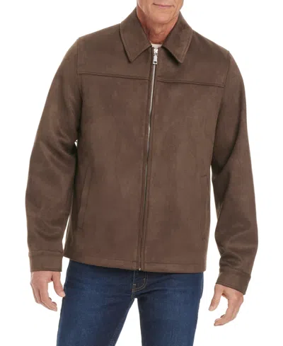 Vince Camuto Men's Faux Suede Shirt Collar Hipster Jacket In Brown