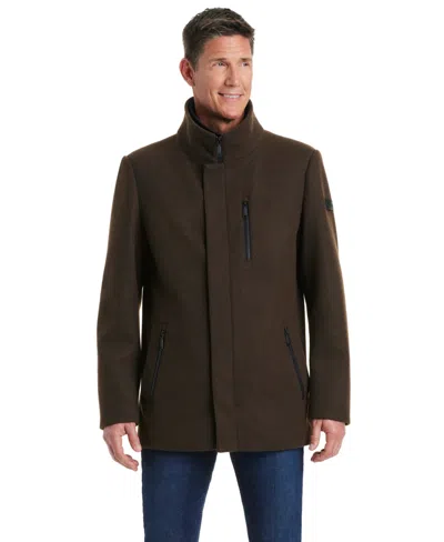 Vince Camuto Men's Funnel Neck Wool Blend Car Coat In Brown
