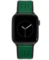 Vince Camuto Men's Green And Black Premium Leather Band With Perforated Pattern For 42mm, 44mm, 45mm, Ultra, Ultr In Green,black
