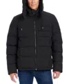 Vince Camuto Men's Hooded Stretch Zip-front Puffer Coat In Black