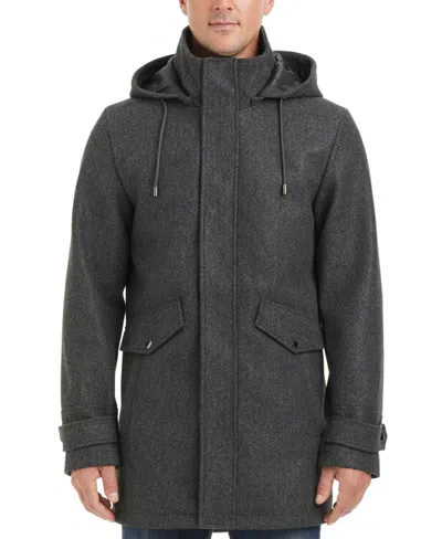 Vince Camuto Men's Hooded Zip And Snap-front Coat In Charcoal Grey