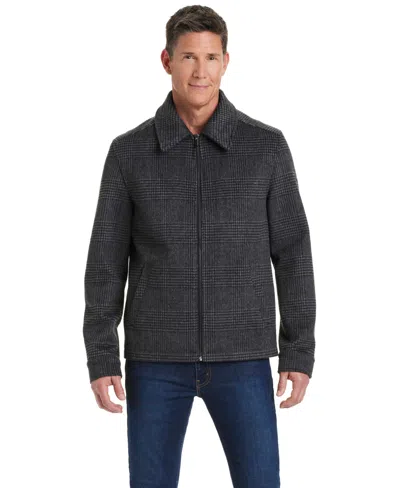 Vince Camuto Men's Shirt Collar Plaid Wool Hipster Jacket In Gray