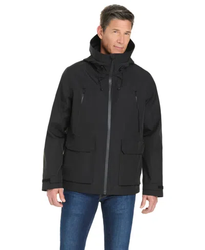 Vince Camuto Men's Short Rain Parka Jacket In Black