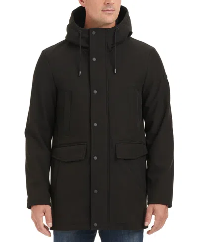 Vince Camuto Men's Softshell Rain Coat With A Hood In Black