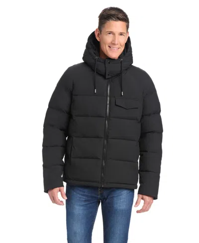 Vince Camuto Men's Hooded Stretch Zip-front Puffer Coat In Black