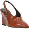 Vince Camuto Meristi Slingback Pointed Toe Wedge Pump In Animal Print