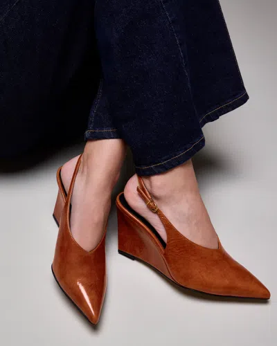 Vince Camuto Meristi Slingback Pointed Toe Wedge Pump In Animal Print