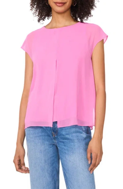 Vince Camuto Mesh Overlay Georgette Top In Violet Blush