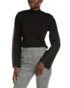 Vince Camuto Mesh Sleeve Sweater In Black