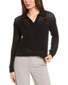 Vince Camuto Johnny Collar Mesh Stitch Sweater In Black