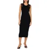 Vince Camuto Lace Shoulder Sleeveless Midi Dress In Rich Black