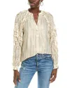 Vince Camuto Metallic Clip Blouse In White