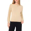 Vince Camuto Metallic Cutout Cotton Blend Sweater In Neutral