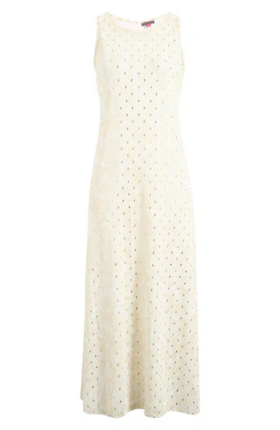 Vince Camuto Metallic Fleck Floral Keyhole Back Maxi Dress In Natural Sand