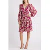Vince Camuto Metallic Floral Long Sleeve Fit & Flare Dress