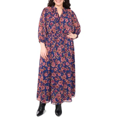 Vince Camuto Metallic Floral Maxi Dress In Multi