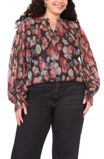 Vince Camuto Plus Size Long-sleeve V-neck Top In Multi