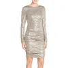 Vince Camuto Metallic Jersey Body-con Dress In Gold