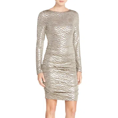 Vince Camuto Metallic Jersey Body-con Dress In Gold