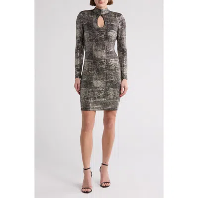 Vince Camuto Metallic Long Sleeve Cocktail Dress In Multi
