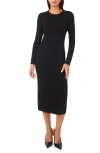 Vince Camuto Metallic Long Sleeve Sheath Dress In Black
