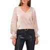 Vince Camuto Metallic Ruffle Cuff Velvet Top In Champagne Silver