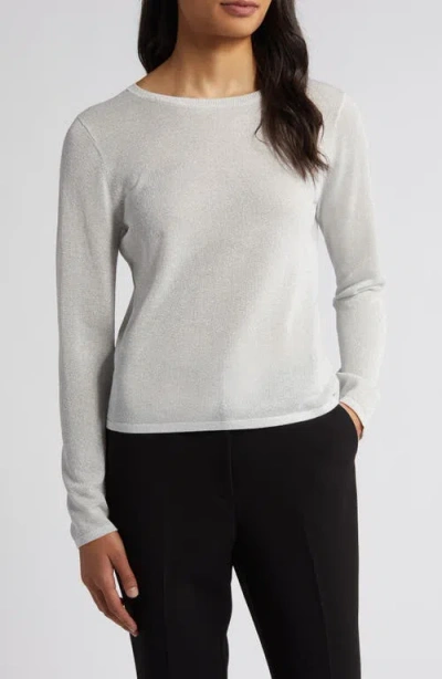 Vince Camuto Metallic Scoop Neck Jumper In Ivory