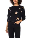 Vince Camuto Metallic Star Crewneck Sweater In Black